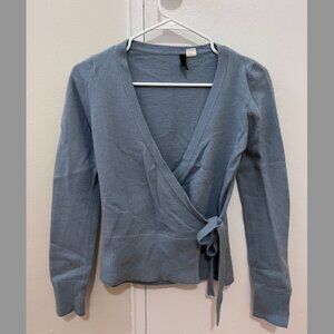 H&M Knit Ballet Wrap Sweater Dusty Blue